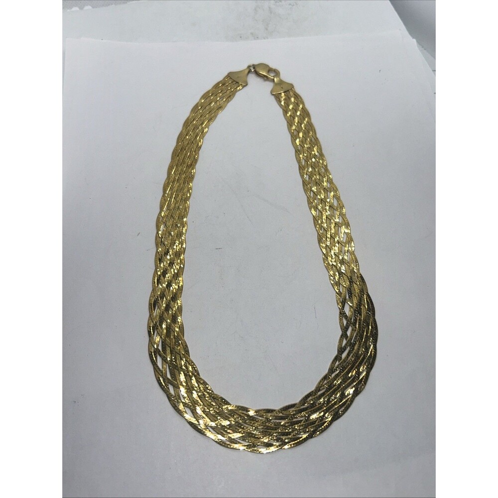 Sterling Silver Herringbone Twist 9 Strand Necklace 925 Stunning 20 Inch Weave